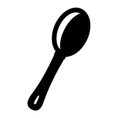A stylized black and white image of a spoon on a white background