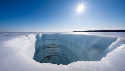 Obraz premium Ice hole winter snow arctic landscape frozen cold glacier nature antarctica weather sunlight scene