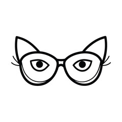 cat eye glasses vector illustration with eyes deta 