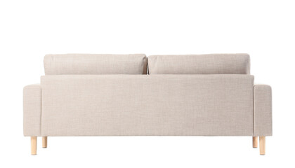 Comfortable beige sofa isolated on white background