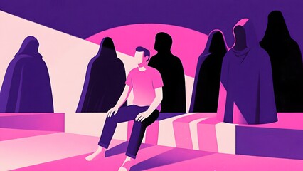 someone who is isolated and feels alone, depression psychology abstract art