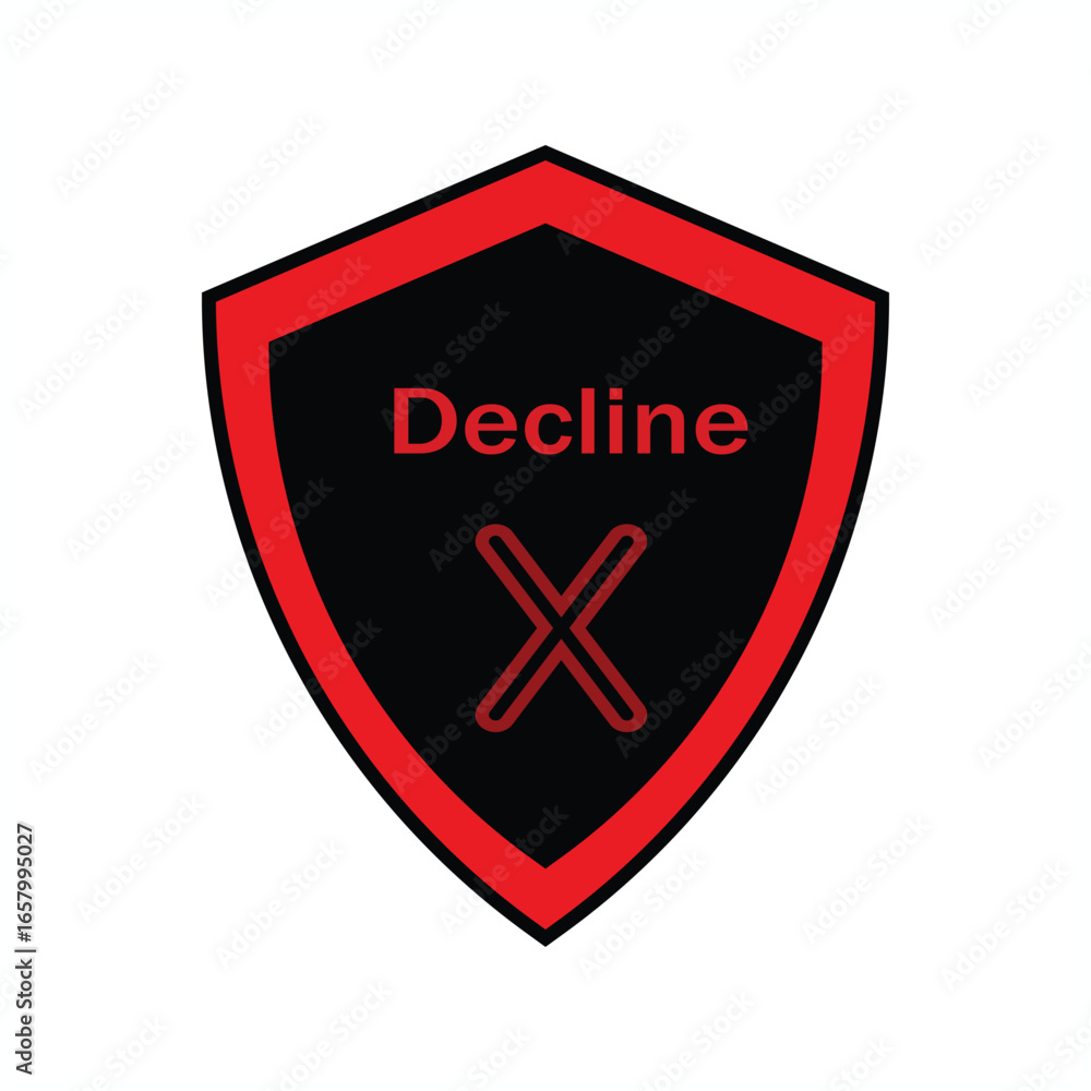 Poster a modern vector icon of a red and black shield with 