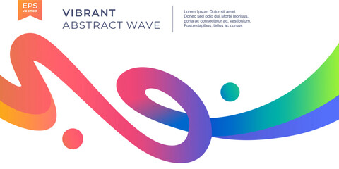  Wavy line abstract shape with Colorful vibrant gradient. Vector illustration. Modern abstract design with colorful rainbow curved lines on a white background, ideal for digital marketing
