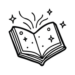 fantasy book with shining particles on white background 