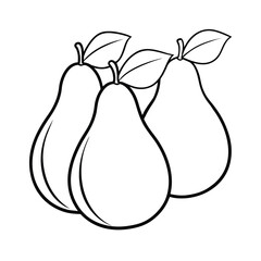 fresh pears line art on white background
