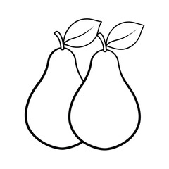 fresh pears line art on white background