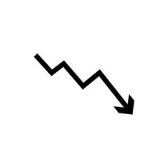 down fall arrow graph falling down concept of loss market crash transparent png background