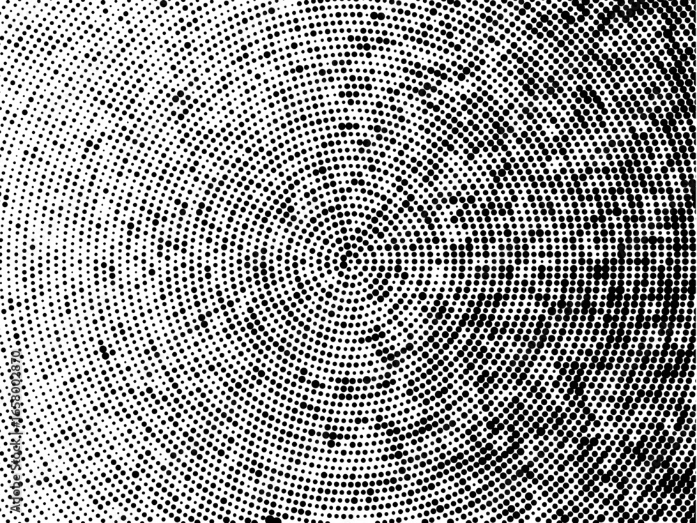 Poster halftone background. radial halftone grunge texture with fading effect. halftone random circle dots 