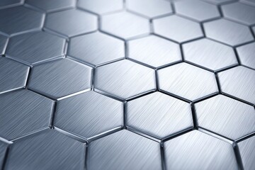 Naklejka premium Geometric hexagonal metal texture with brushed steel surface.