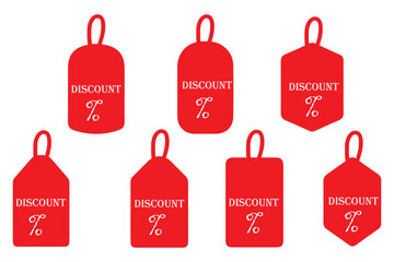 Discount icon set. special discount percentage tag vector symbol.