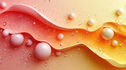 Peach-Toned Abstract Background with Organic 3D Shapes and Spheres, Flat Lay Render for Design Concepts 

