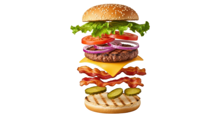 Isolated Exploded Hamburger
