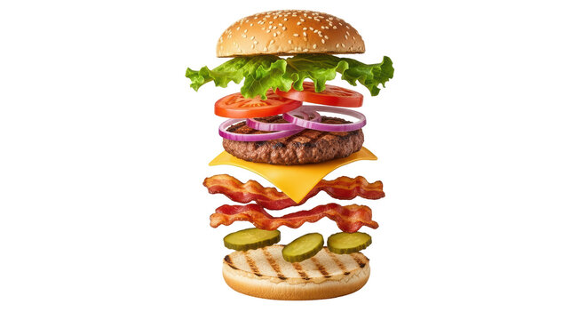 Isolated Exploded Hamburger