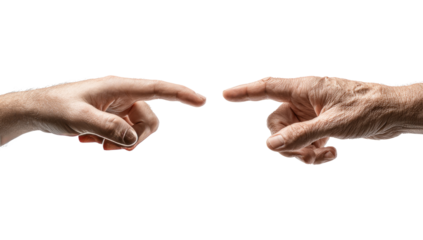 Two Hands Reaching Out with Gentle Touch in Minimalist Composition