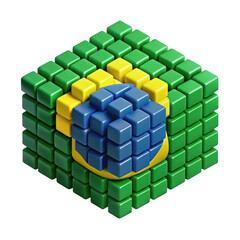 Fototapeta premium 3d brazil flag cube with sphere isolated on transparent background