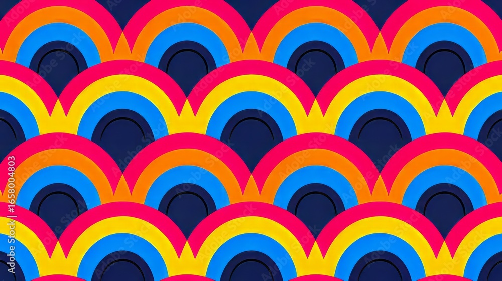 Poster the image shows a seamless, geometric pattern composed of overlapping arches.