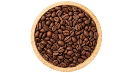 Isolated Coffee Beans in Wooden Bowl