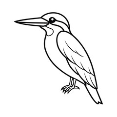 Obraz premium kingfisher bird line art illustration on white background 