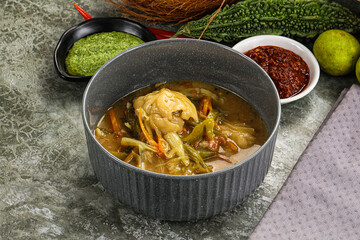 Chinese wonton soup with dumplings
