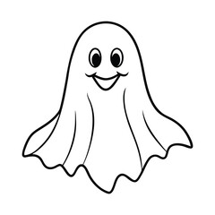 lovely spooky ghost outline on white background