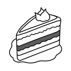 layer cake with slice outline on white background