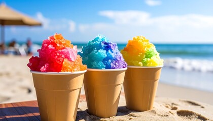 Three Colorful Shaved Ice Desserts