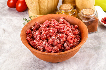 Raw beef minced meat for cooking