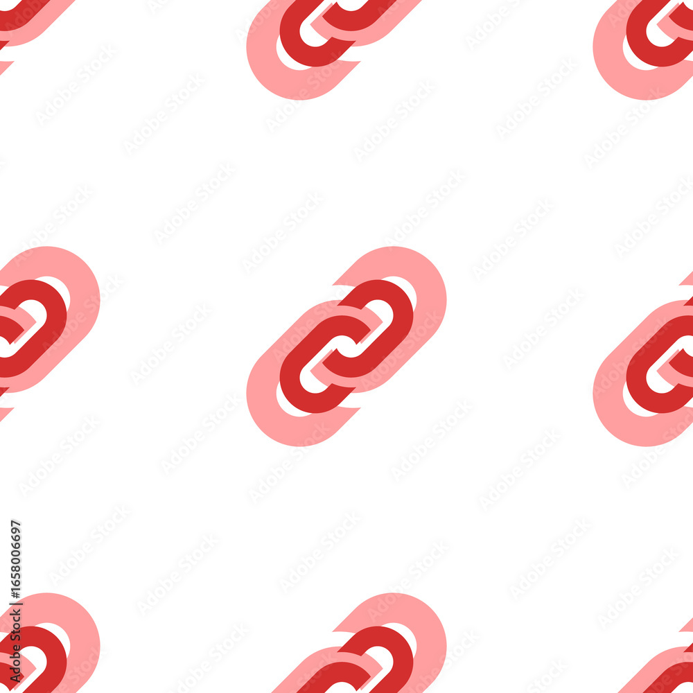 Poster seamless pattern of large isolated red chain symbols. the elements are evenly spaced. illustration o