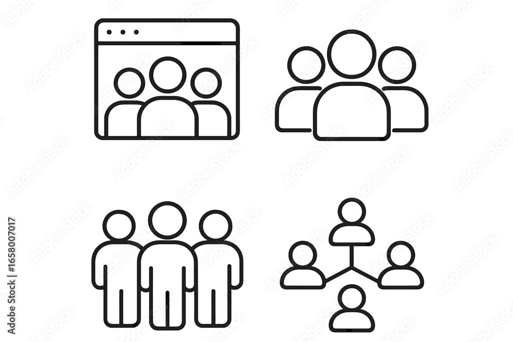 Poster group icons symbolizing teamwork and networking in a digital context