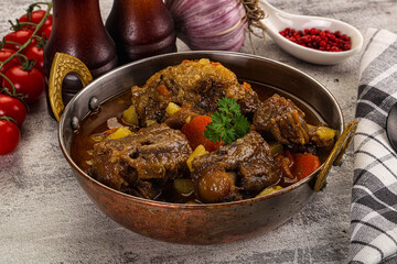 Gourmet Oxtail beef soup with vegetables