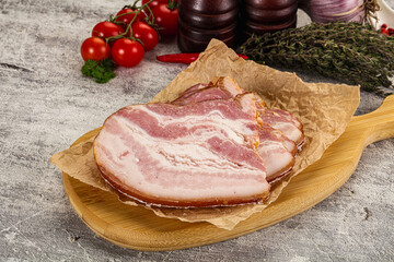 Smoked pork belly slices snack