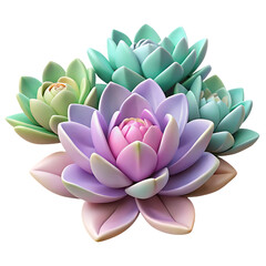 Serene Pastel Lotus Blossoms Digital Rendering with Intricate Detail and Soft Colors on Black Background for Design and Decoration