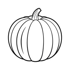 outline drawing of a pumpkin isolated on white background