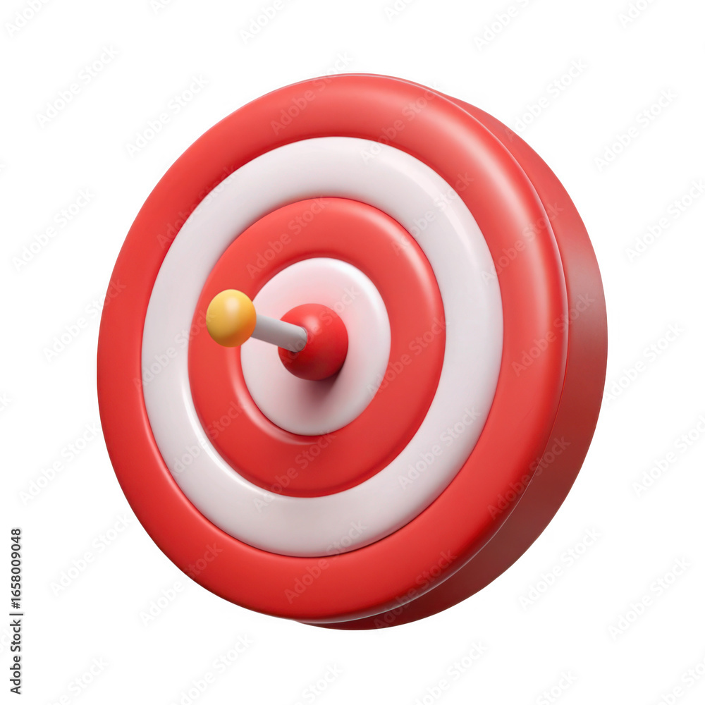 Poster 3d dartboard with arrow isolated on transparent background