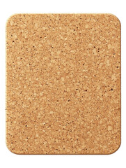 cork texture, square shape with rounded corners, isolated on white