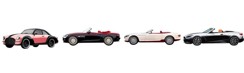 Fototapeta premium convertible car vector set, isolated on white background