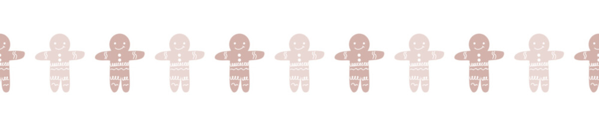 Winter decorative border with gingerbread man