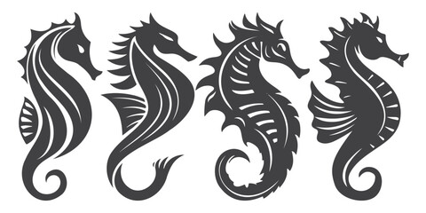 Obraz premium Set of Four Seahorse Vector Designs
