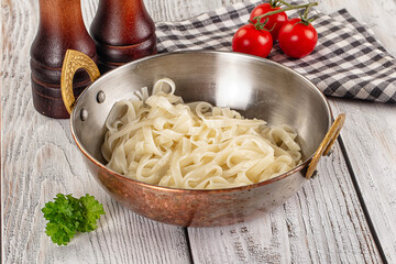 Boiled wheat asian udon noodles