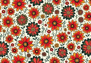 Seamless Retro floral background, Seamless pattern with flowers
