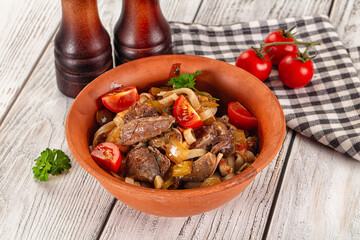 Asian udon noodles with beef