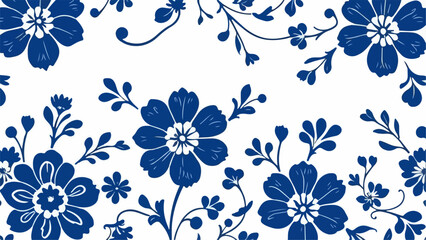 Vector floral background, blue floral background