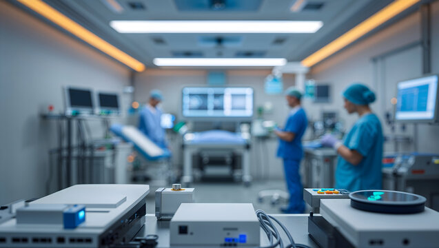 A surgical team in an operating room, utilizing advanced medical equipment and technology for a precise and efficient procedure - Powered by Adobe