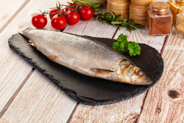 Raw whole salted herring fish