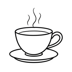 simple tea cup drawing on white background