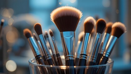 Professional makeup brushes ready for flawless beauty looks and artistic cosmetic application