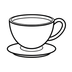 simple tea cup drawing on white background