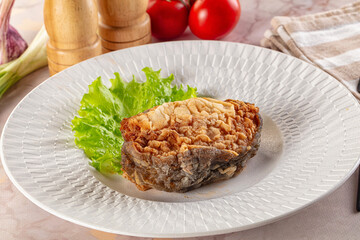 Roasted cod fish fillet piece