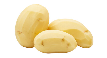 Isolated Three Peeled Potatoes