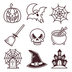 halloween icons set vector illustration